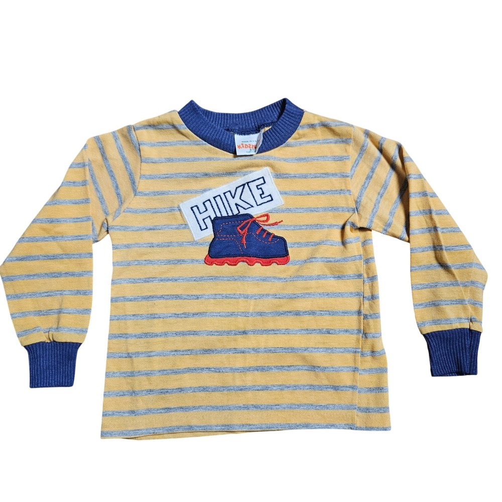 Vintage Kidstuff Striped Hike Boot Long Sleeve Shirt Boys 3T USA Kidcore 90s Y2K